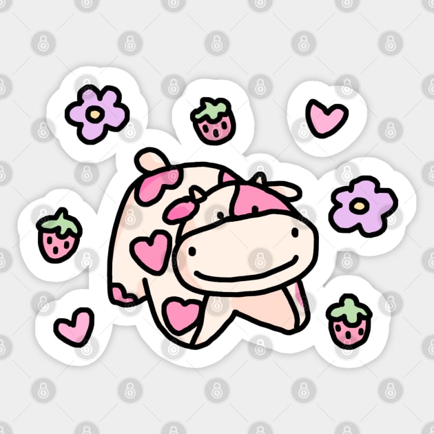 Strawberry Cow Sticker by maiadrawss